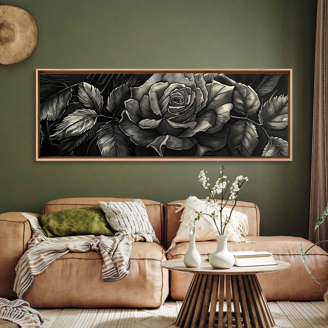 Gothic Black Rose Bloom Monochrome Floral Ink Painting Halloween Poster - Image 3