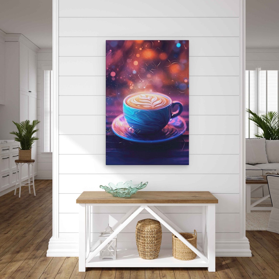 Colorful Vibrant Latte Wall Art Print Multicolor Swirled Gift For Coffee Lovers Ready To Hang - Image 3