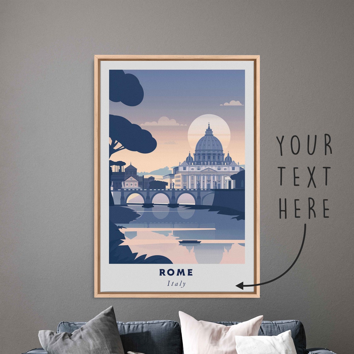 Rome Italy Saint Peters Basilica Tiber Bridge Sunset Wall Art