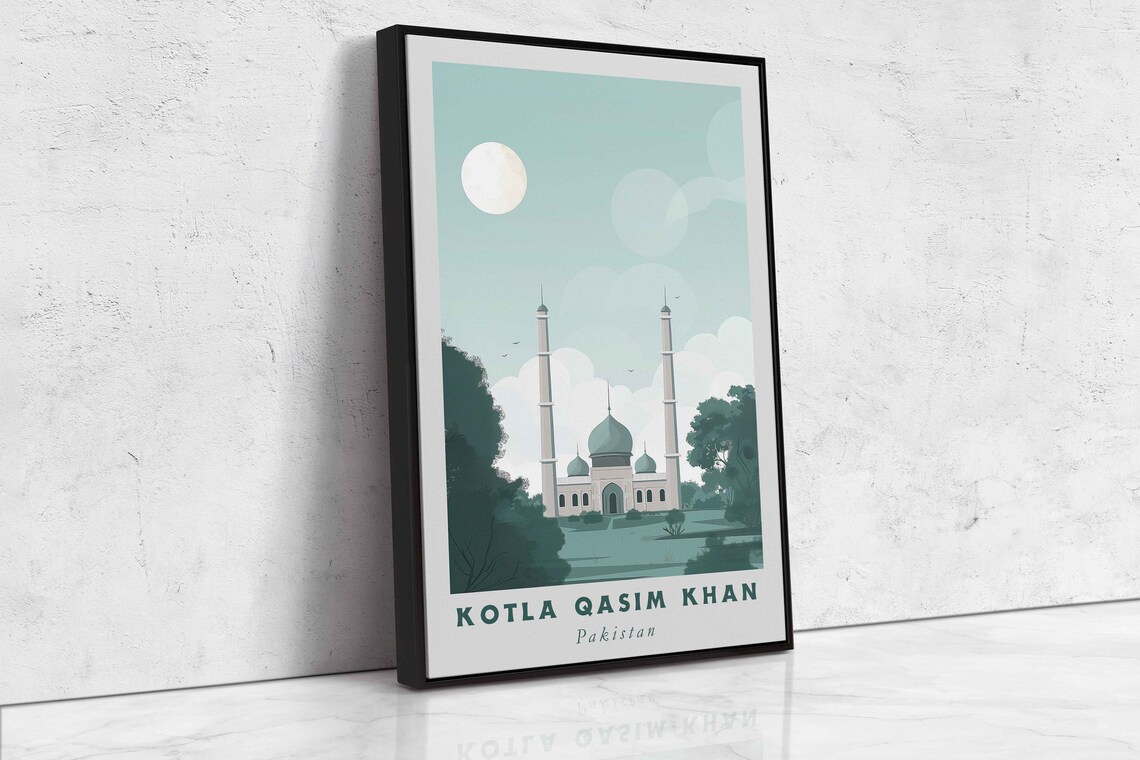 Kotla Qasim Khan Pakistan Acrylic Painting Travel Art Framed Wall Art Framed Fine Art Poster Paper Print Travel Home Decor - Image 2
