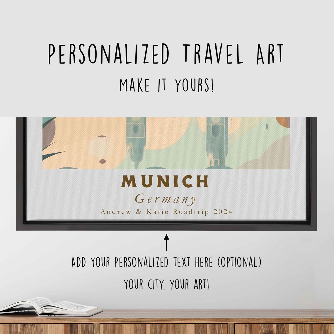 Munich Germany Twin Domed Church River Reflection Travel Poster - Image 4