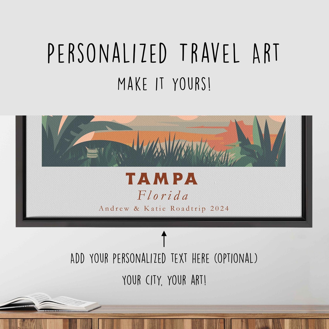 Tampa Florida Skyline Waterfront Sunset Reflection Travel Poster - Image 4
