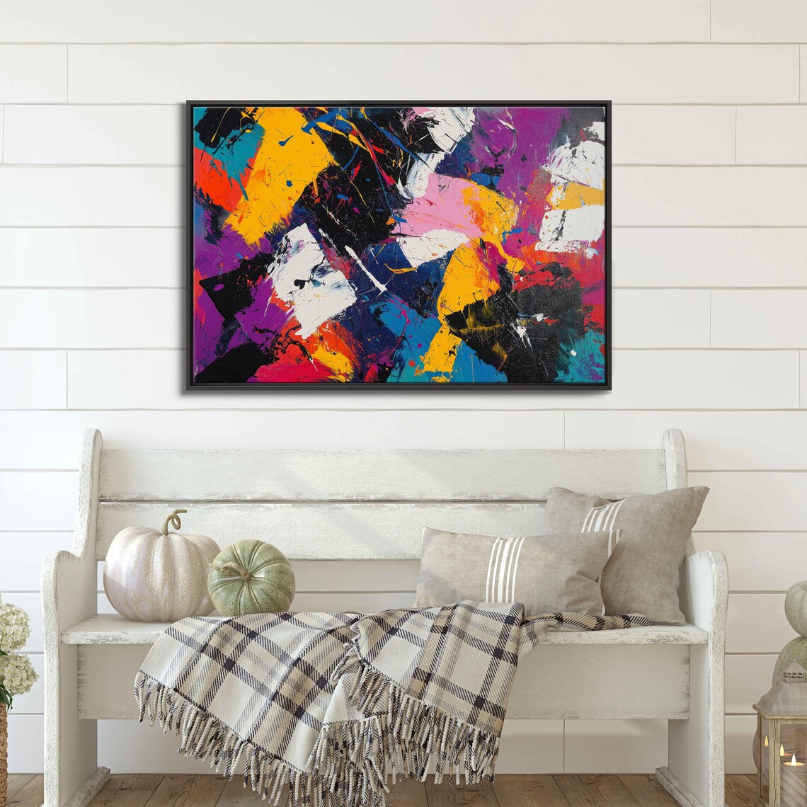Bold Abstract Paint Splatter With Vivid Neon Colors Art Poster - Image 3