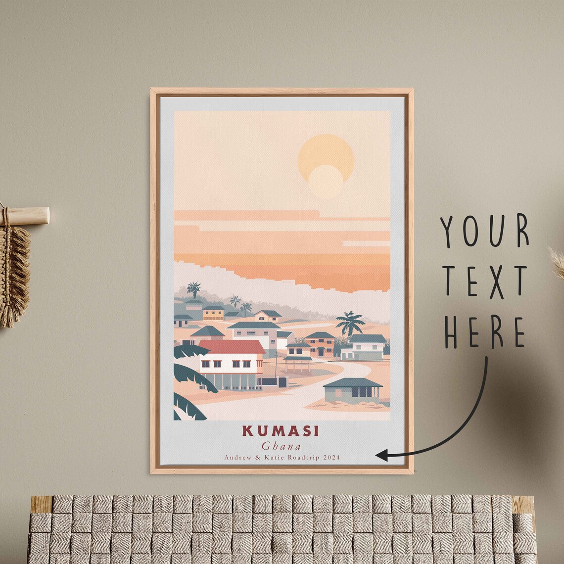 Kumasi Ghana Village Street Sunset Warm Houses Travel Poster - Image 3