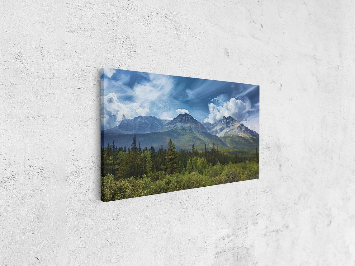 Icefields Parkway Canada National Park Arylic Wall Art Print Mountain Range Lush Forest Gift For Naturalist Ready To Hang - Image 4