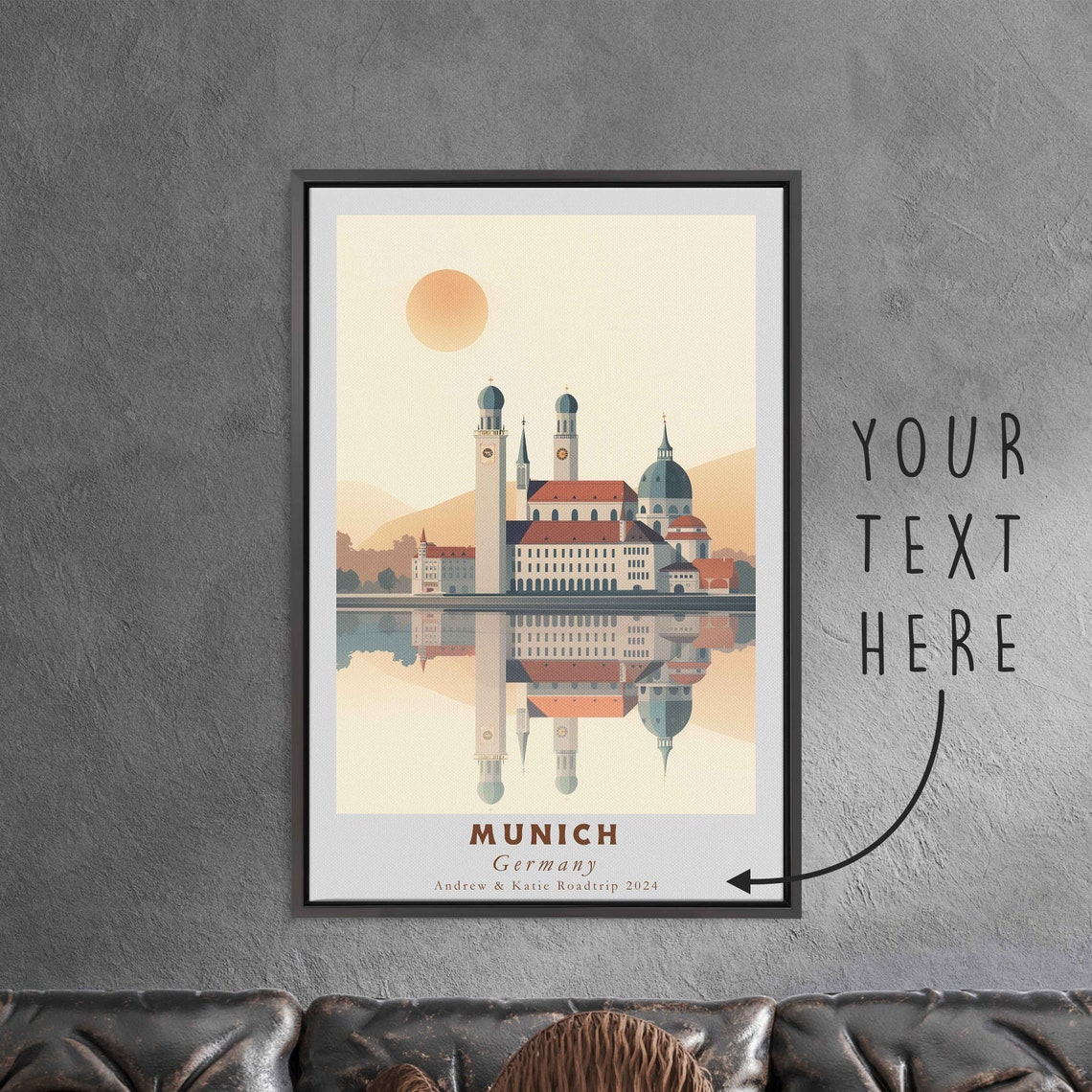 Munich Germany Frauenkirche Cathedral Reflection Travel Poster - Image 3