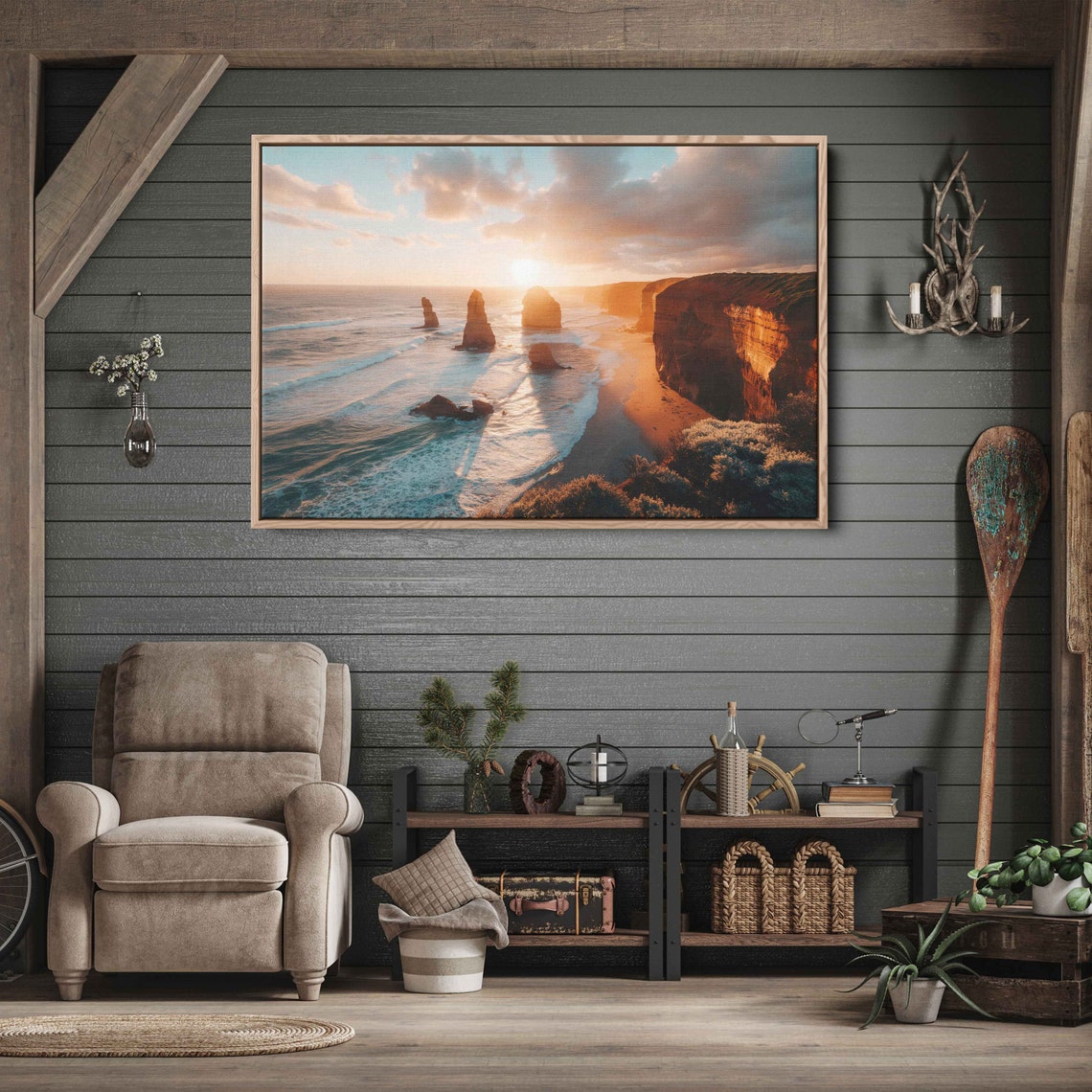 Great Ocean Road Sea Stacks At Golden Sunset Ocean View Poster - Image 3