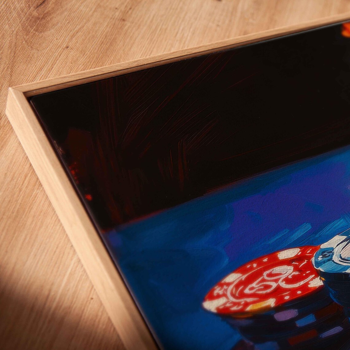 Poker Table Under Lights Wall Art Print Man Cave Decor Gift For Him Playing Cards Ready To Hang - Image 2