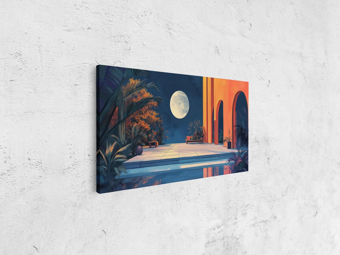 Tranquil Terrace Under Twilight Sky Art Print - Image 4