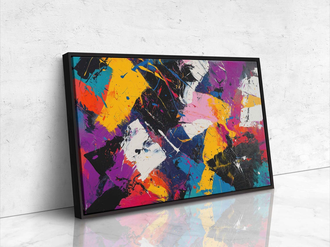 Bold Abstract Paint Splatter With Vivid Neon Colors Art Poster - Image 4