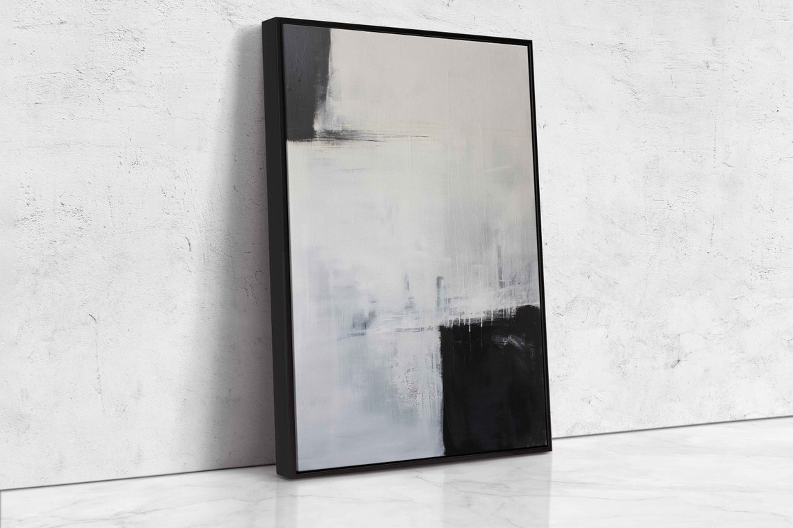Monochrome Abstract Black White Brushstroke Modern Painting Poster - Image 4