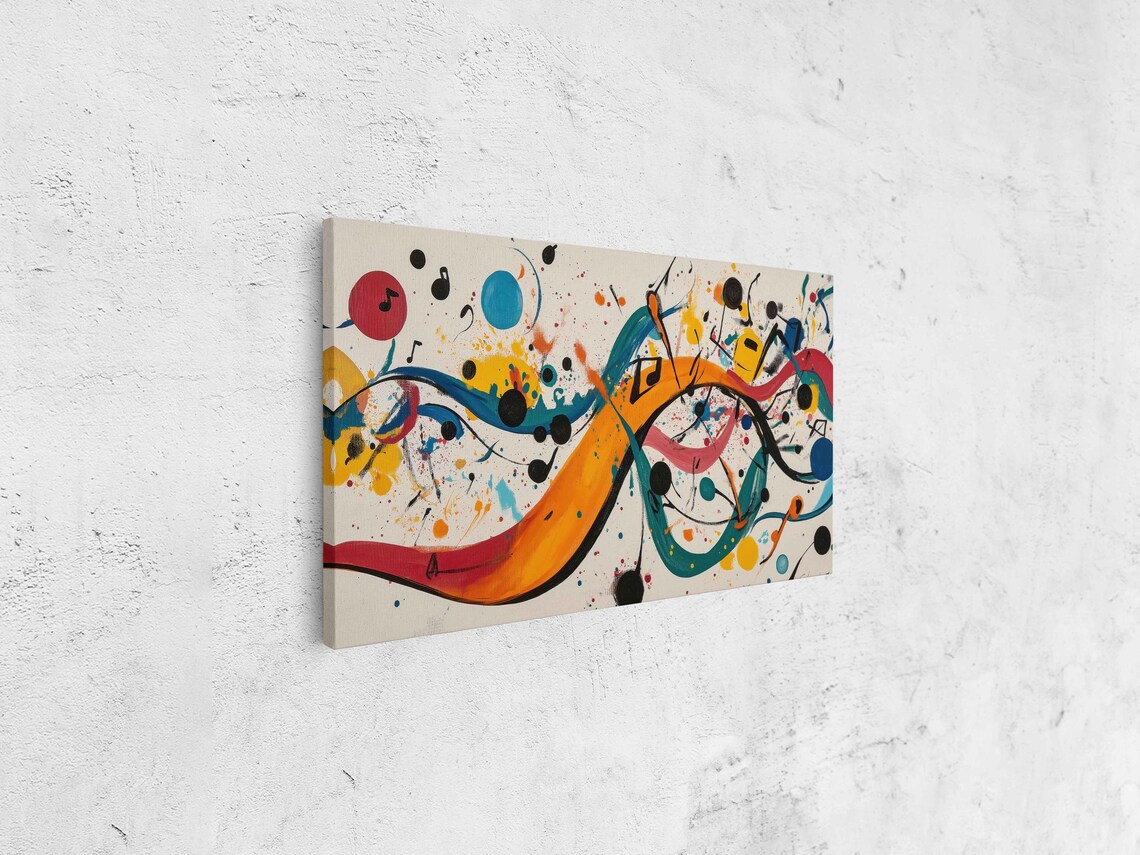 Colorful Abstract Music Notes Flowing Sound Waves Vibrant Modern Wall Art Poster - Image 4