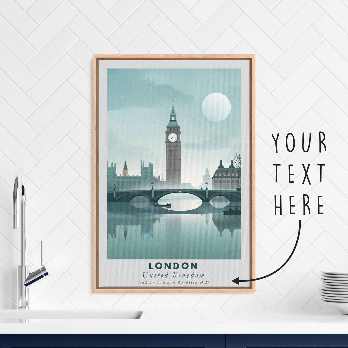 London United Kingdom Acrylic Painting Travel Art Framed Wall Art Framed Fine Art Poster Paper Print Travel Home Decor - Image 3