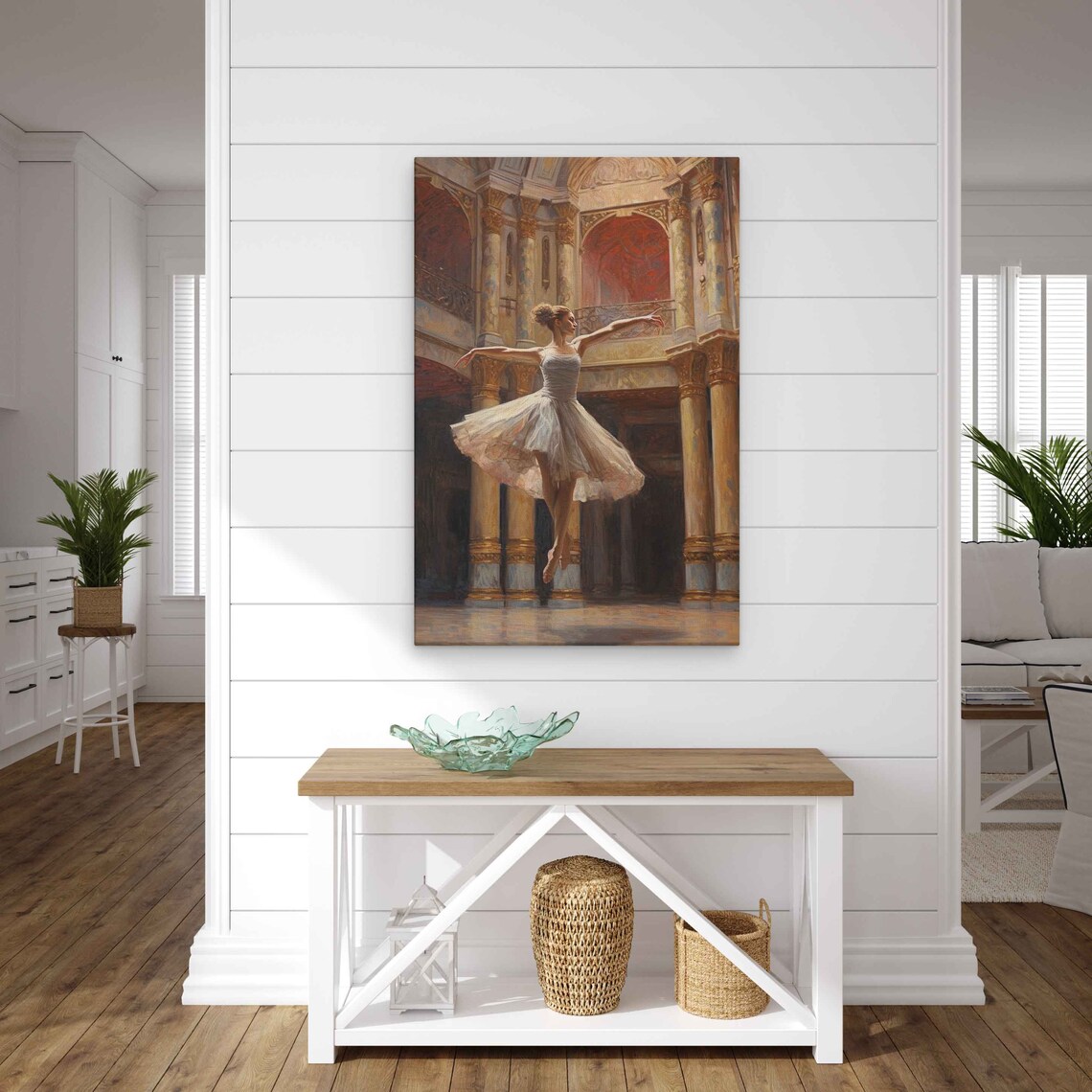 Vintage Ballerina Theatre Performance Flowing White Dress Art Print - Image 3