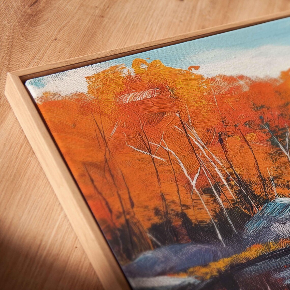 Mountain Range Overlooking Lake, Autumn Scene - Image 2