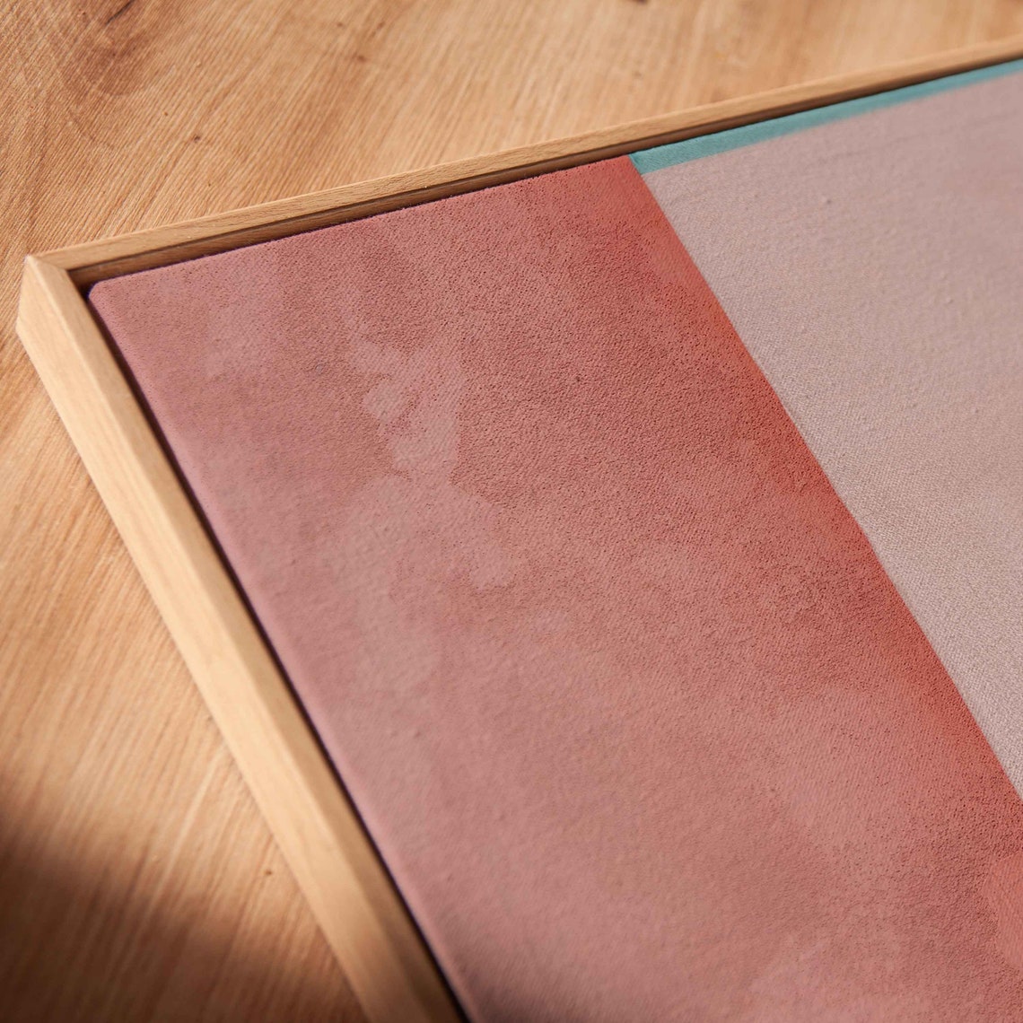 Pastel Coral Teal Minimalist Abstract Blocks Modern Painting Poster - Image 2
