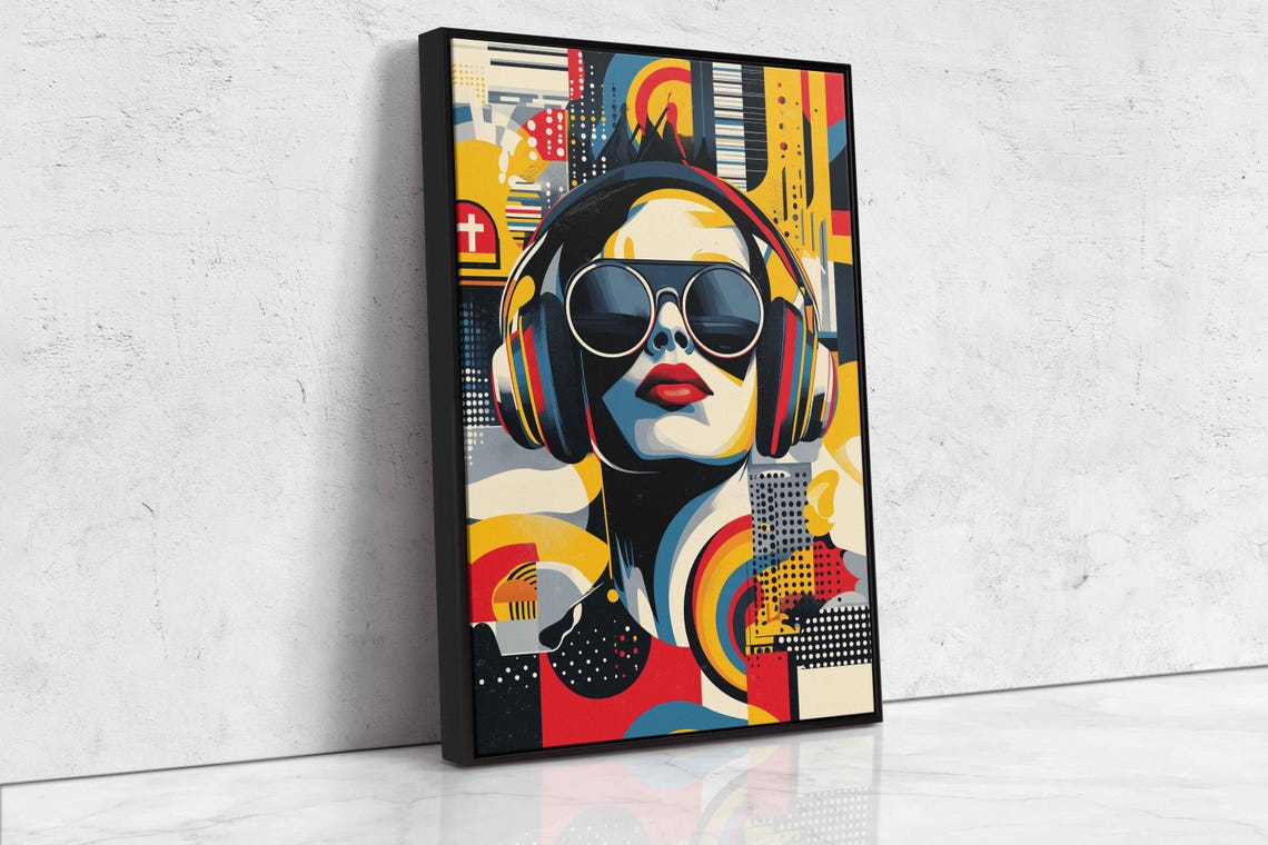 Music Lover Pop Art Portrait With Headphones And Sunglasses Poster - Image 4