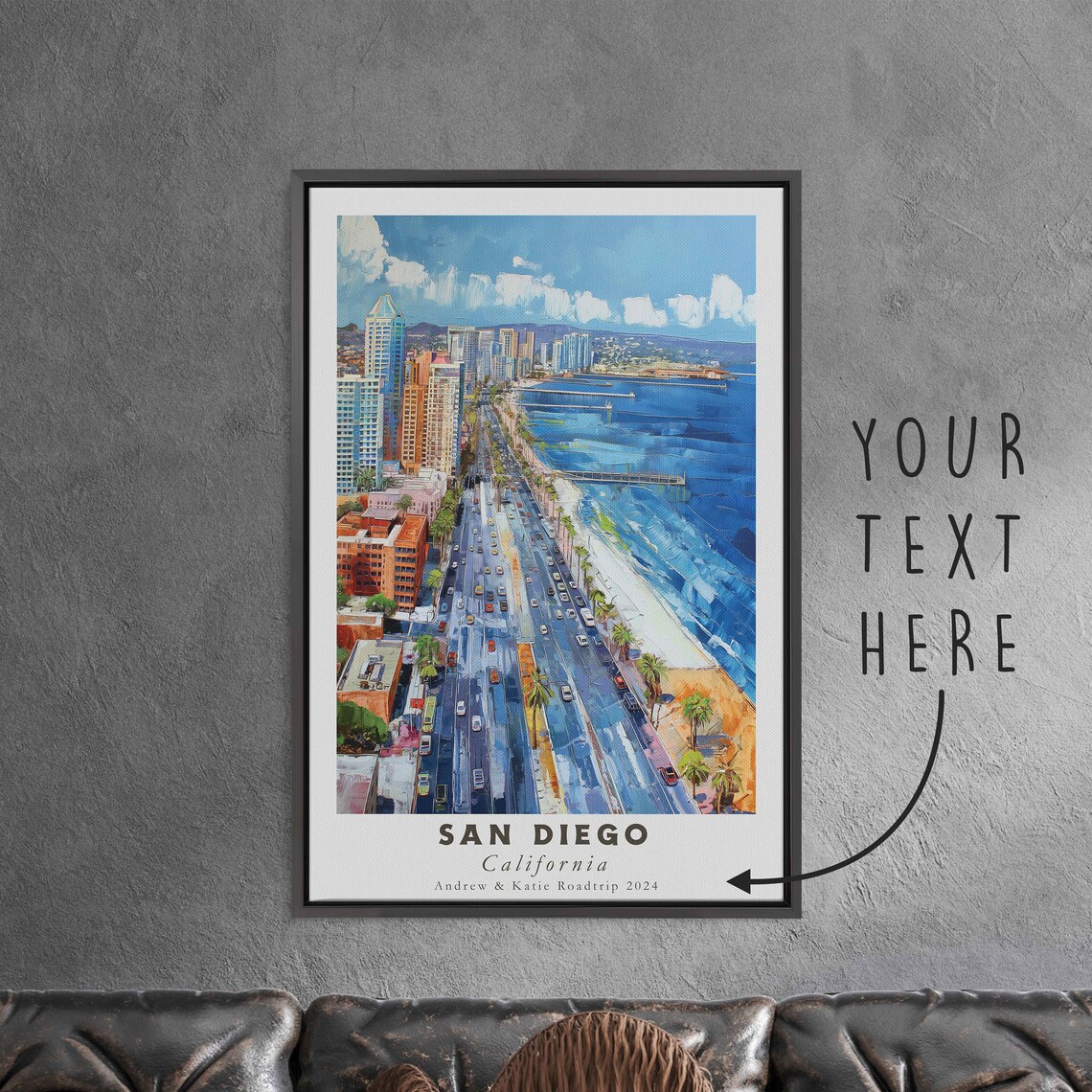 San Diego California Beachfront Skyline Aerial Travel Poster - Image 3