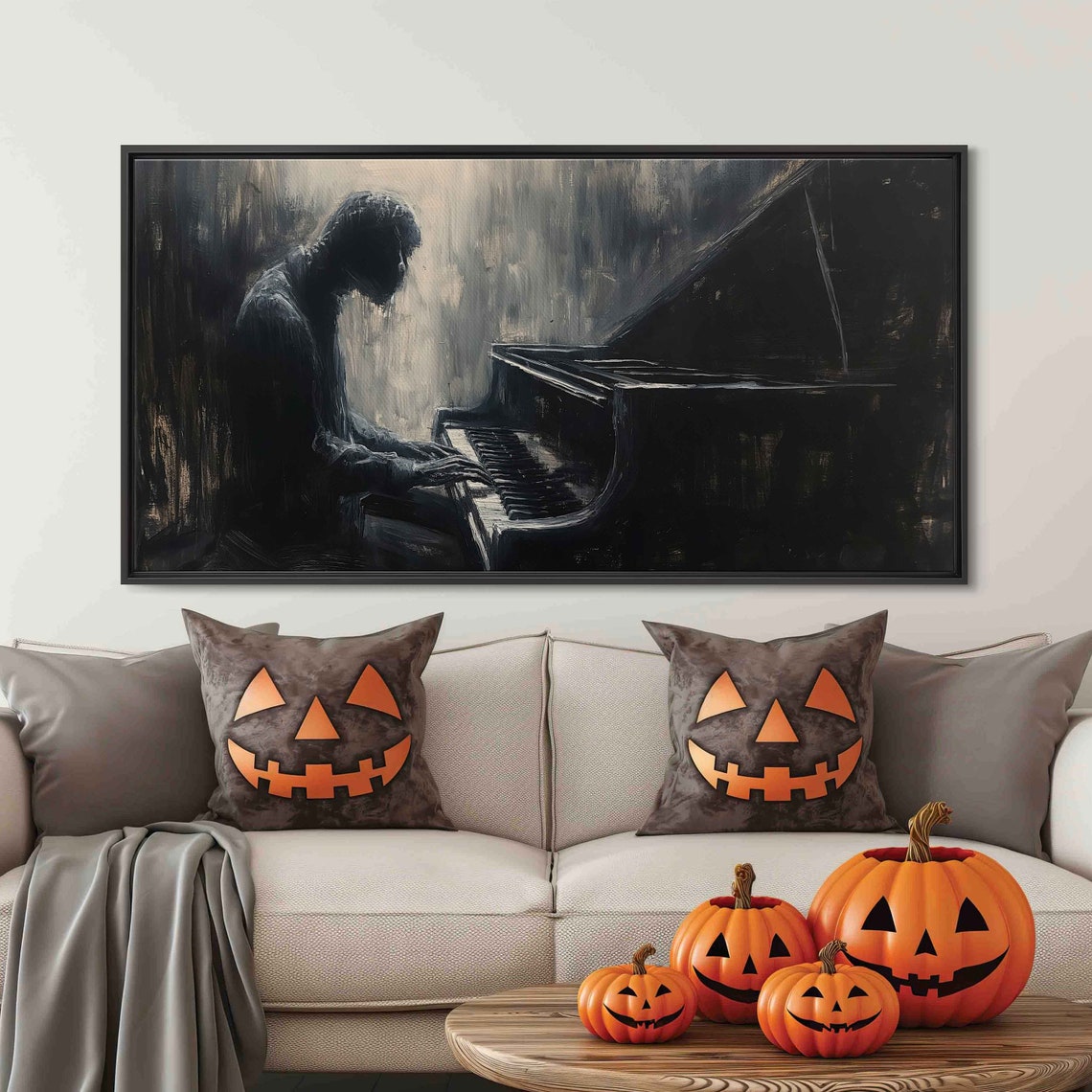 Spooky Ghoul Playing Grand Piano In Dark Haunted Ballroom Poster - Image 3