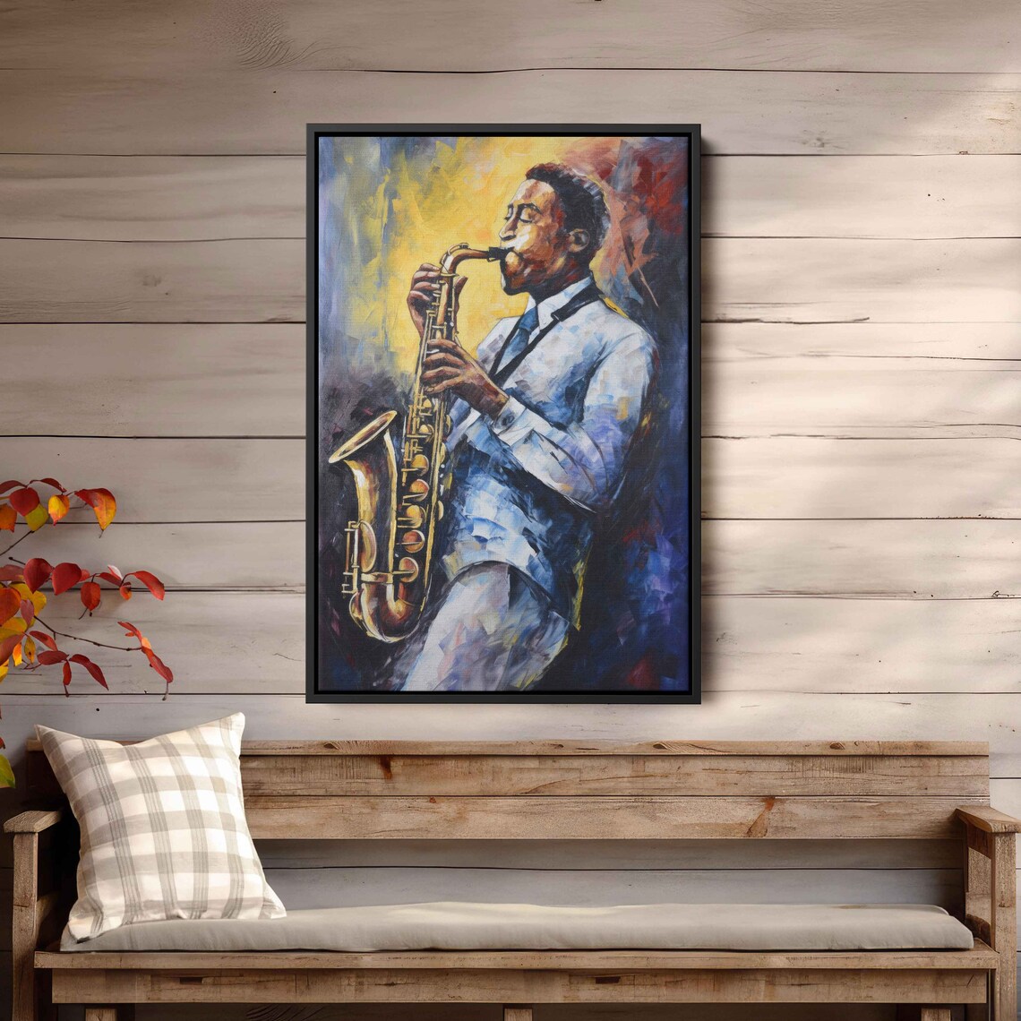 Jazz Saxophonist White Suit Golden Horn Vibrant Oil Painting Music Art Print - Image 3
