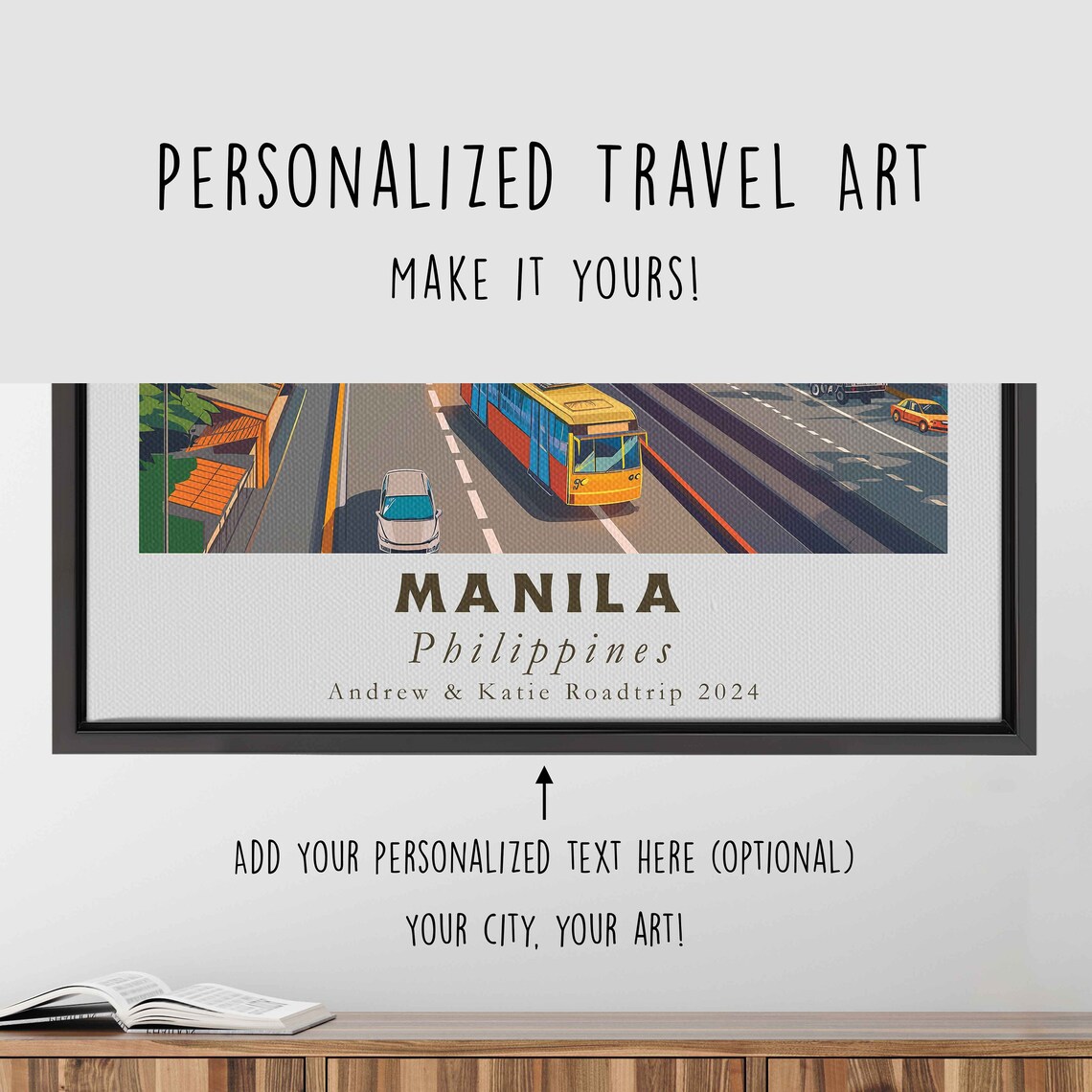 Manila Philippines Modern Skyline Highway Retro Travel Poster Art - Image 4