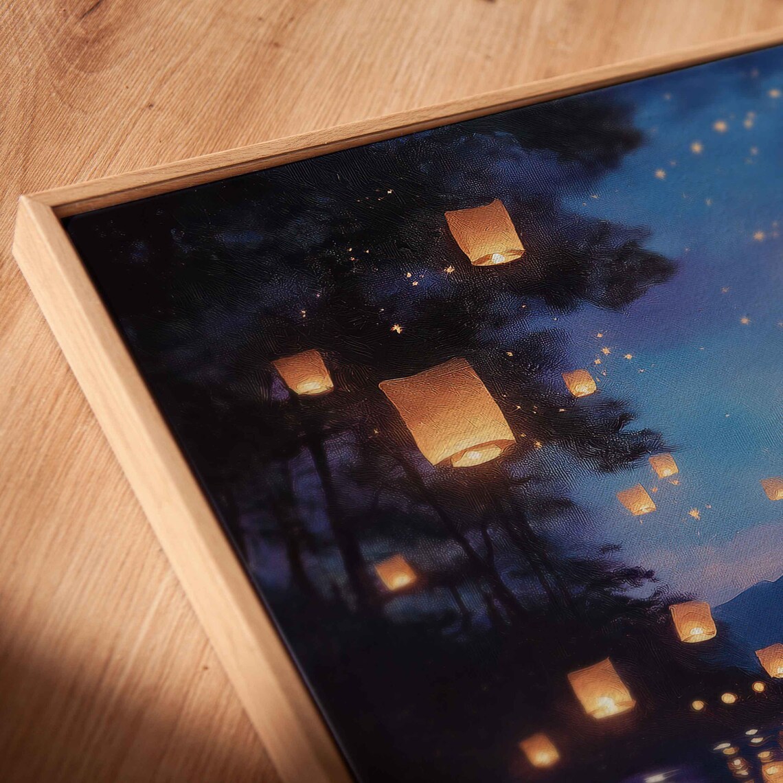 Magical Night Sky Over Peaceful Lake Art Print - Image 2