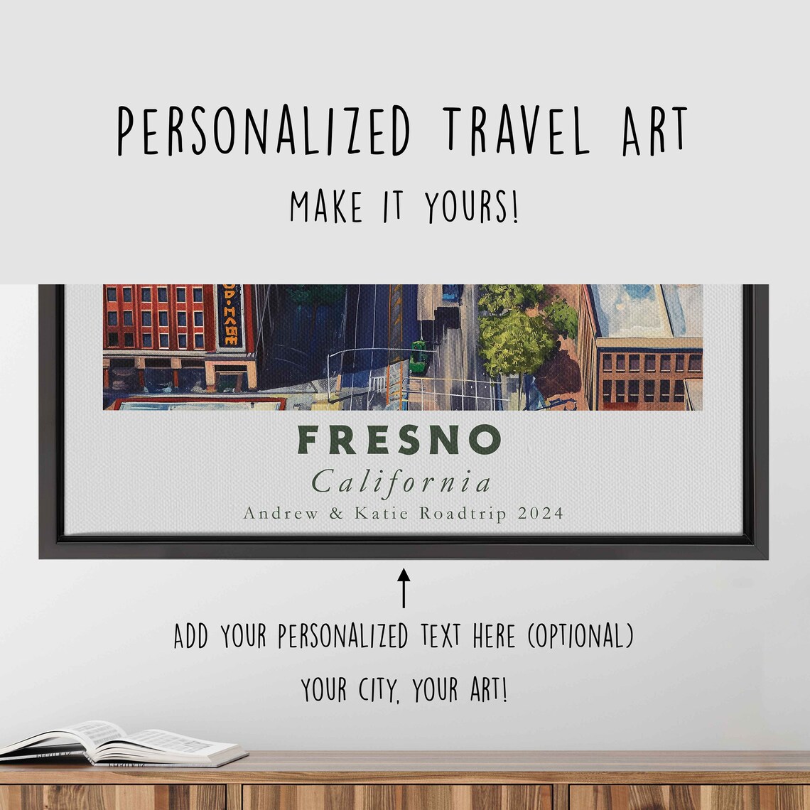 Fresno California Downtown Aerial Street Historic Theater View Poster - Image 4