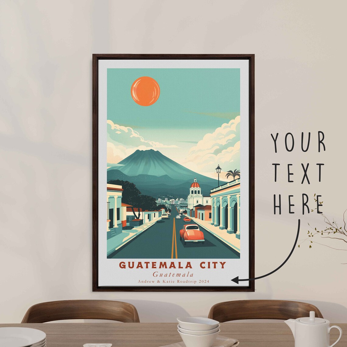 Guatemala City Guatemala Volcano Street Colonial Town Travel Poster - Image 3