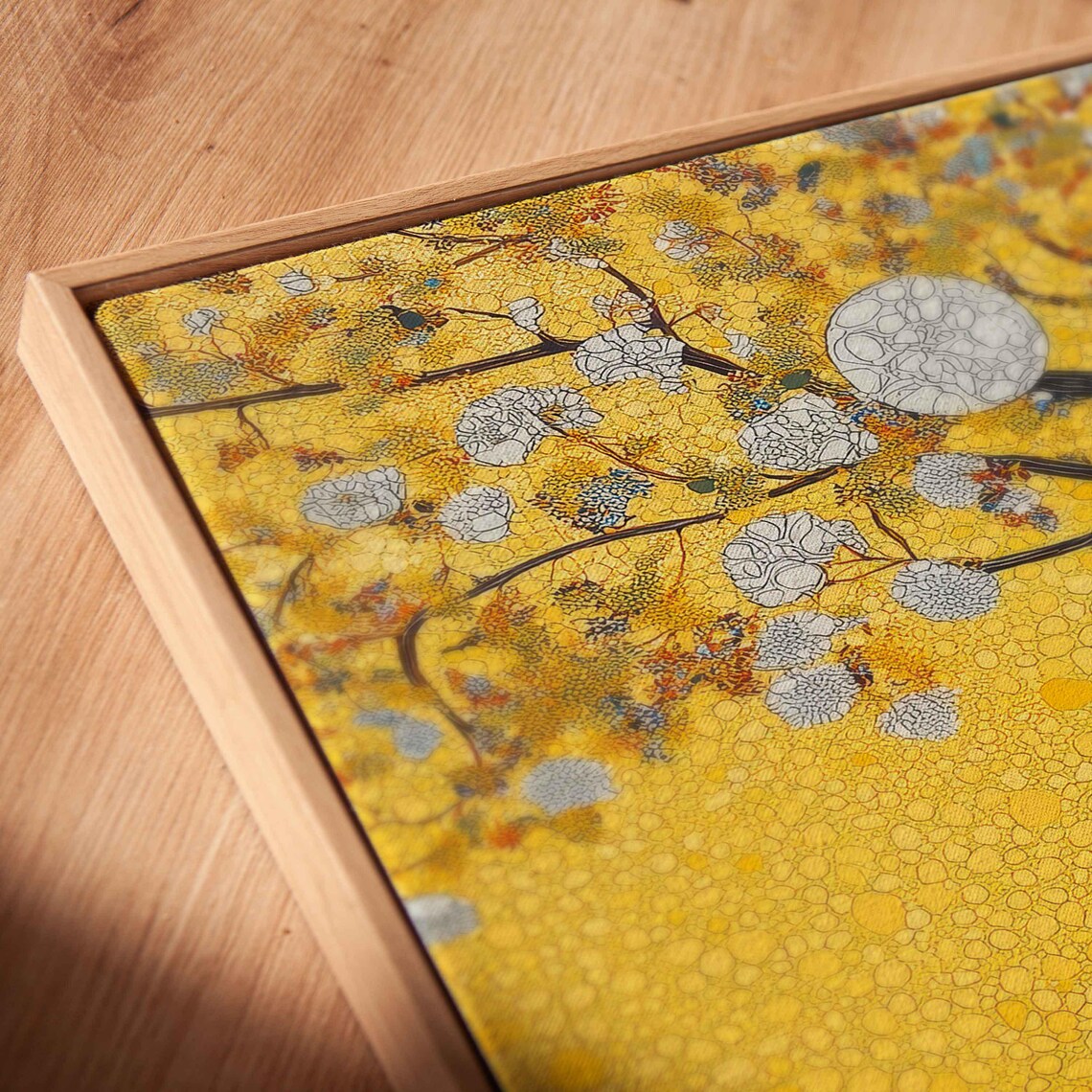 Elaborate Nature Tapestry, Gold Floral Tree Design - Image 2