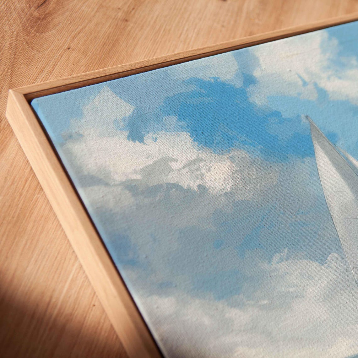 Sailboat With White Sails On Deep Blue Ocean Under Bright Sky Poster - Image 2