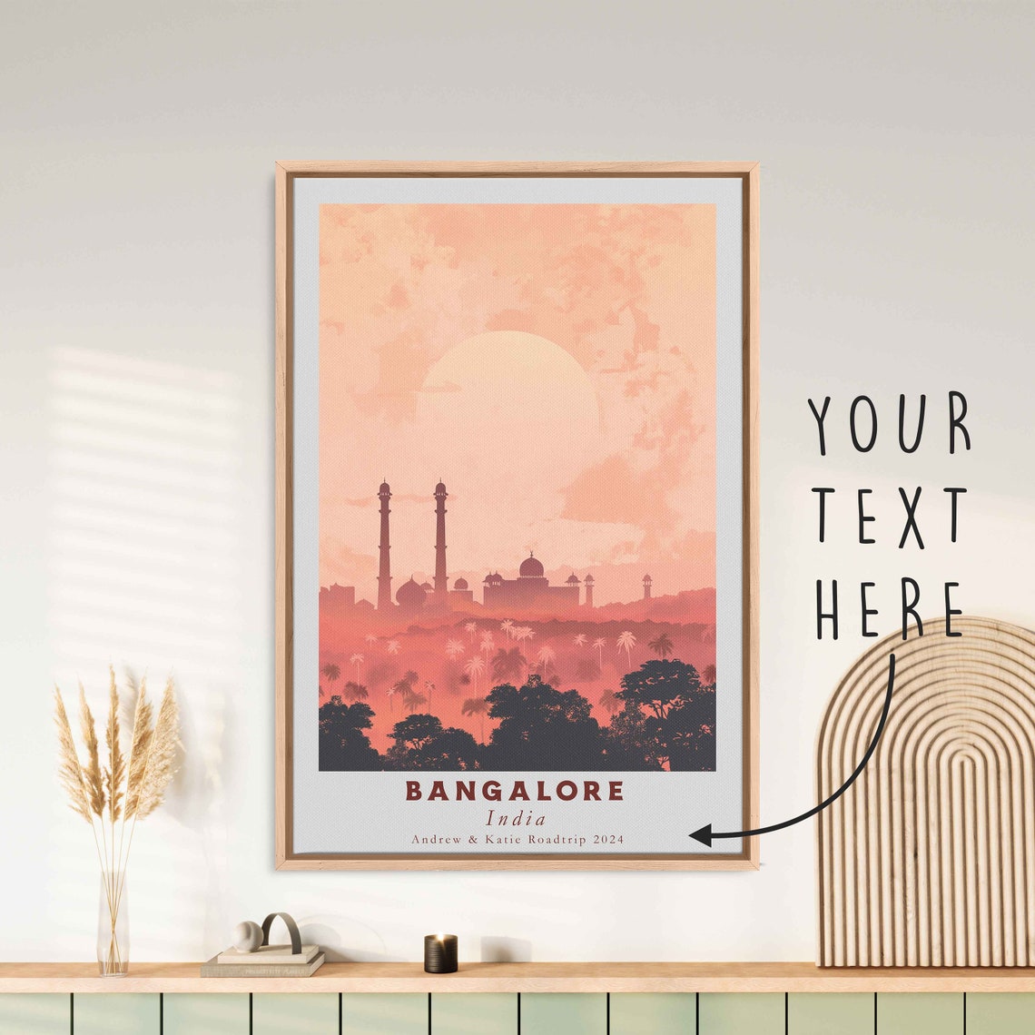 Bangalore India Old City Skyline Sunset Minimalist Travel Poster - Image 3