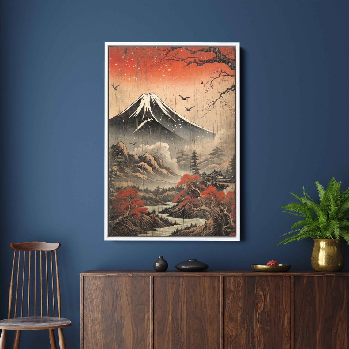 Mount Fuji Ukiyo E Style Vintage Japanese Autumn Landscape Print - Image 2
