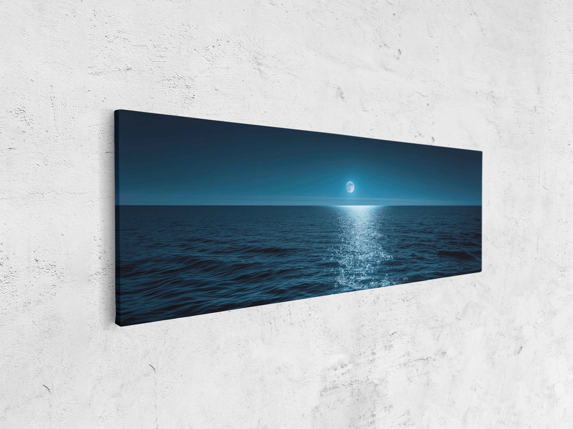 Full Moon Over Calm Dark Ocean Sparkling Moonlight Path Poster - Image 4