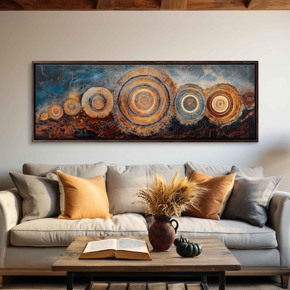 Tree Rings Panoramic View Wall Art Print Earthy Tones Nature Landscape Vibrant Colors