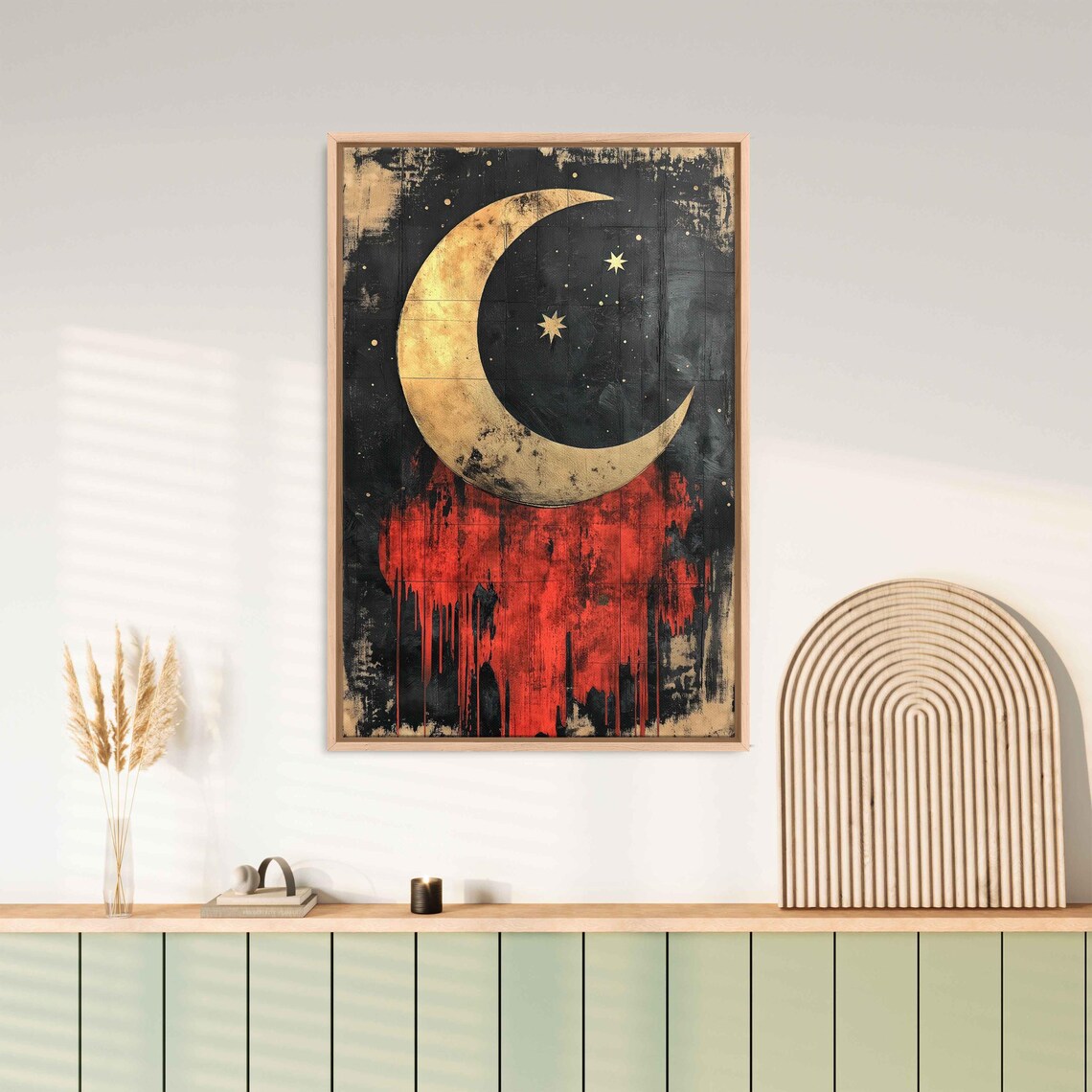 Crescent Moon Magic, Whimsical Collage Style