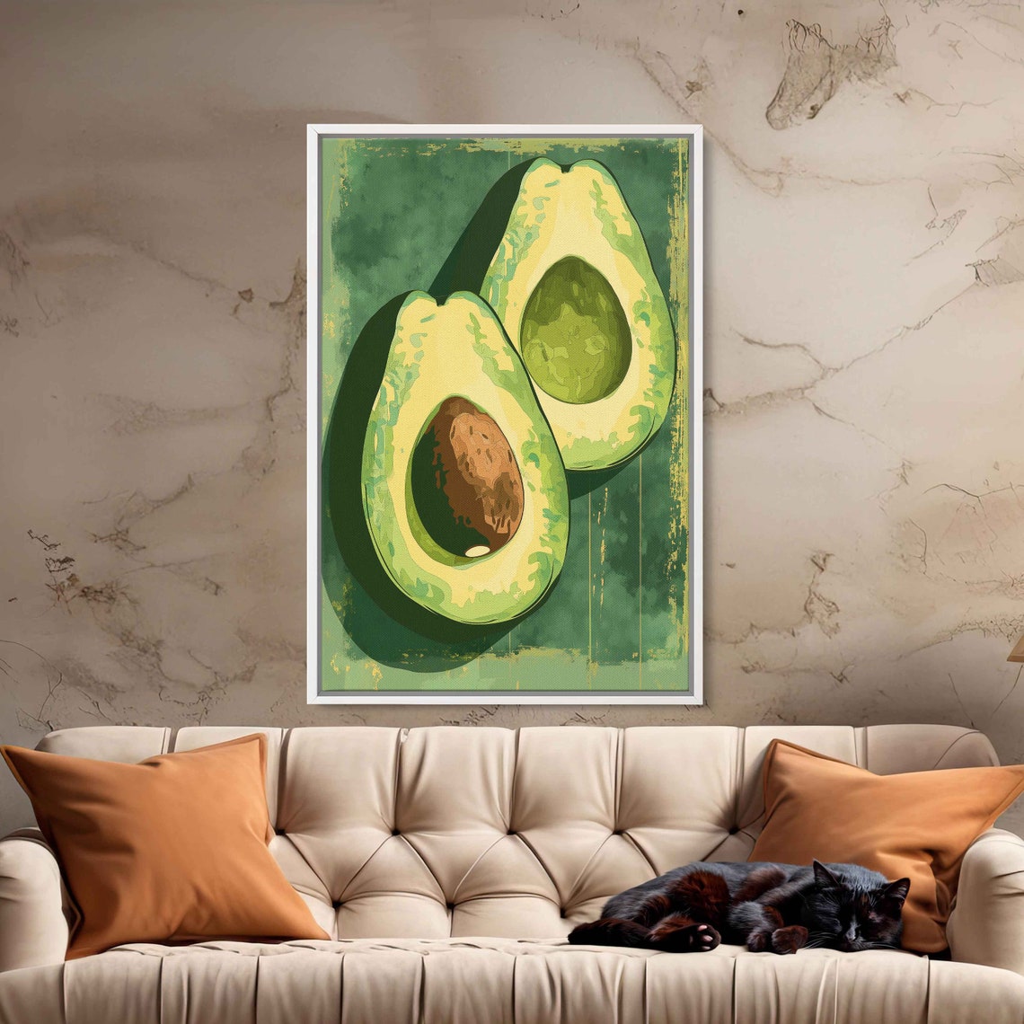 Sliced Avocado Painting Matisse Style Acrylic Wall Art Print Kitchen Decor Simple Green Vegetable Ready To Hang - Image 2