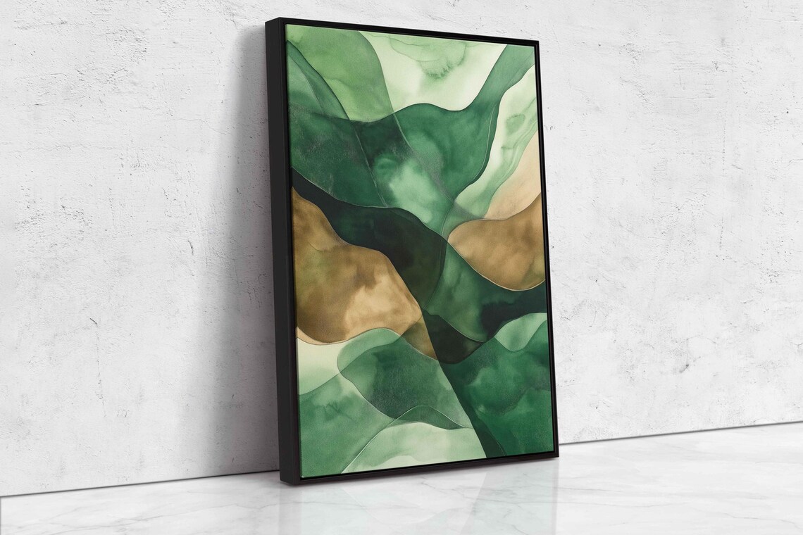 Organic Shapes in Earthy Greens Art Print - Image 4