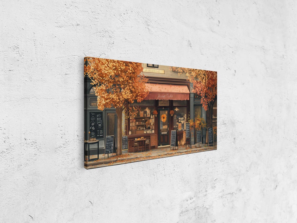 Sweet Cafe Storefront Autumn Trees Chalkboard Menus Fall Art Poster - Image 4