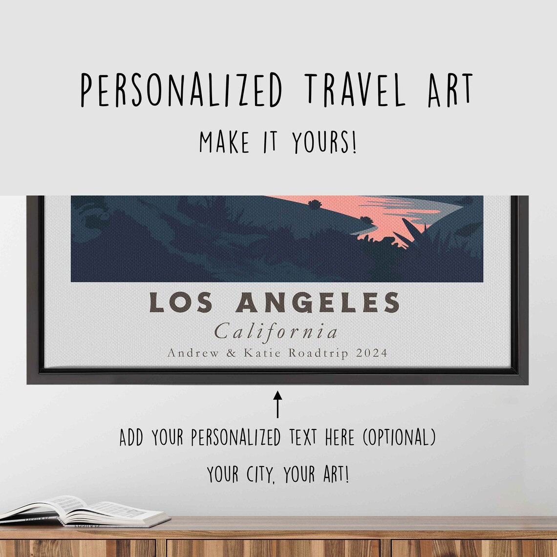 Los Angeles California Retro Skyline Sunset Palms Road Travel Poster - Image 4