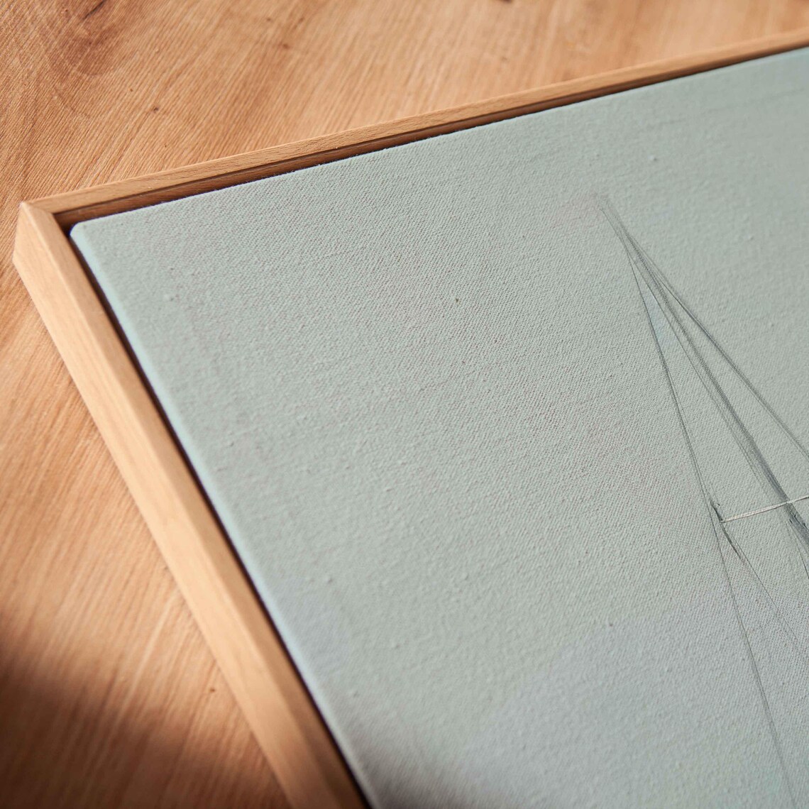 Sailboat Anchored On Misty Mint Sea Foggy Minimalist Art Poster - Image 2