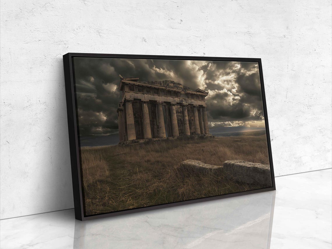 Ancient Greek Temple Ruins Wall Art Print Dramatic Sky Greek Mythology Stone Building Ready To Hang - Image 4
