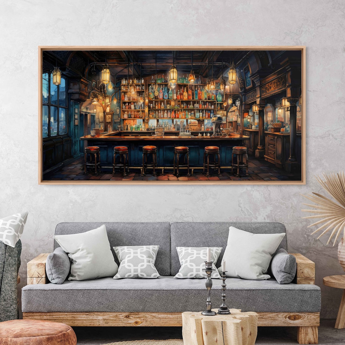 Watercolor Bar Art, Panoramic Home Bar Decor Print - Image 3
