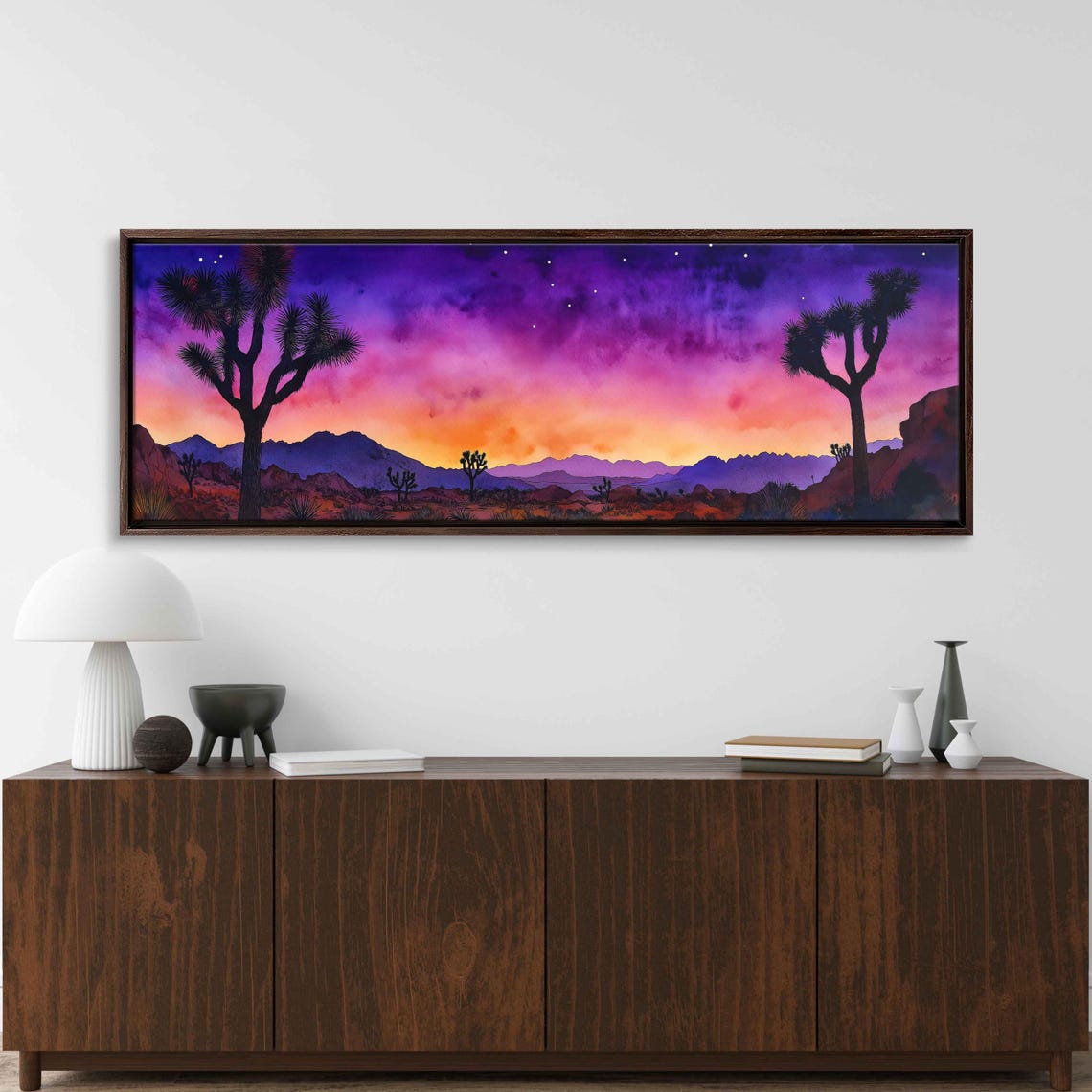 Joshua Tree National Park Twilight Purple Sky Starry Desert Poster