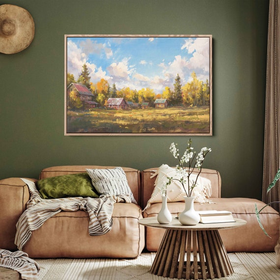 Talkeetna Alaska Countryside Painting Cloudy Skies Open Field Impressionist Art Wall Art Print Ready To Hang