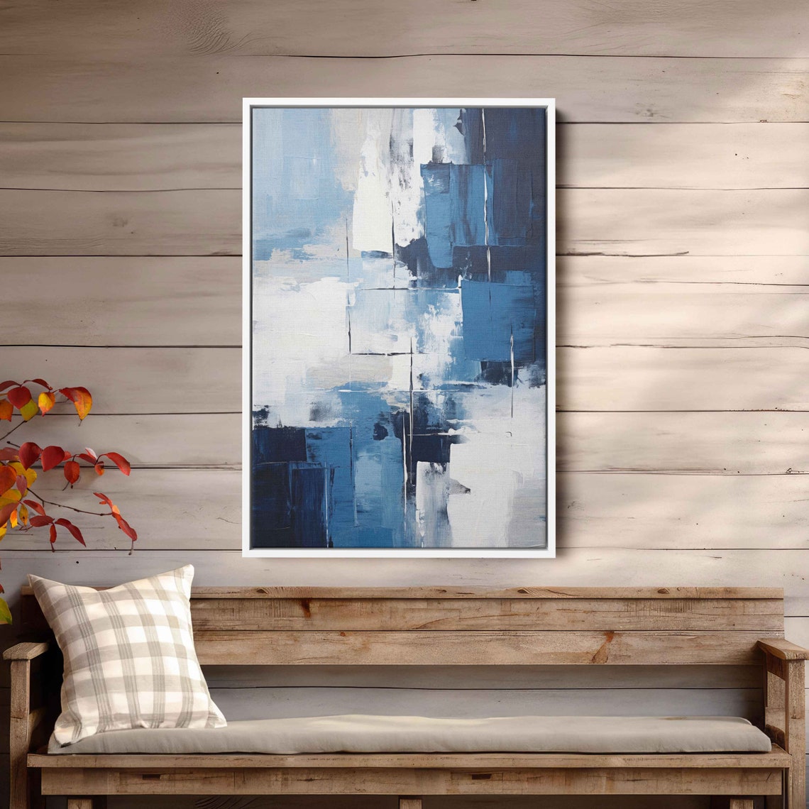 Navy Blue Abstract Palette Knife Painting Modern Minimalist Art Print - Image 3