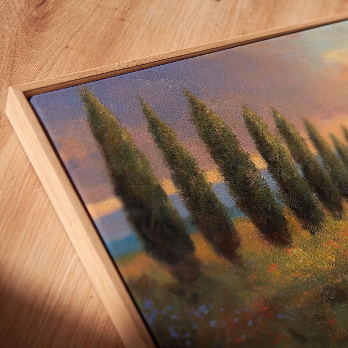 Italian Alley Landscape Wall Art Print Sunset Colors Cypress Trees Rustic Villa - Image 2