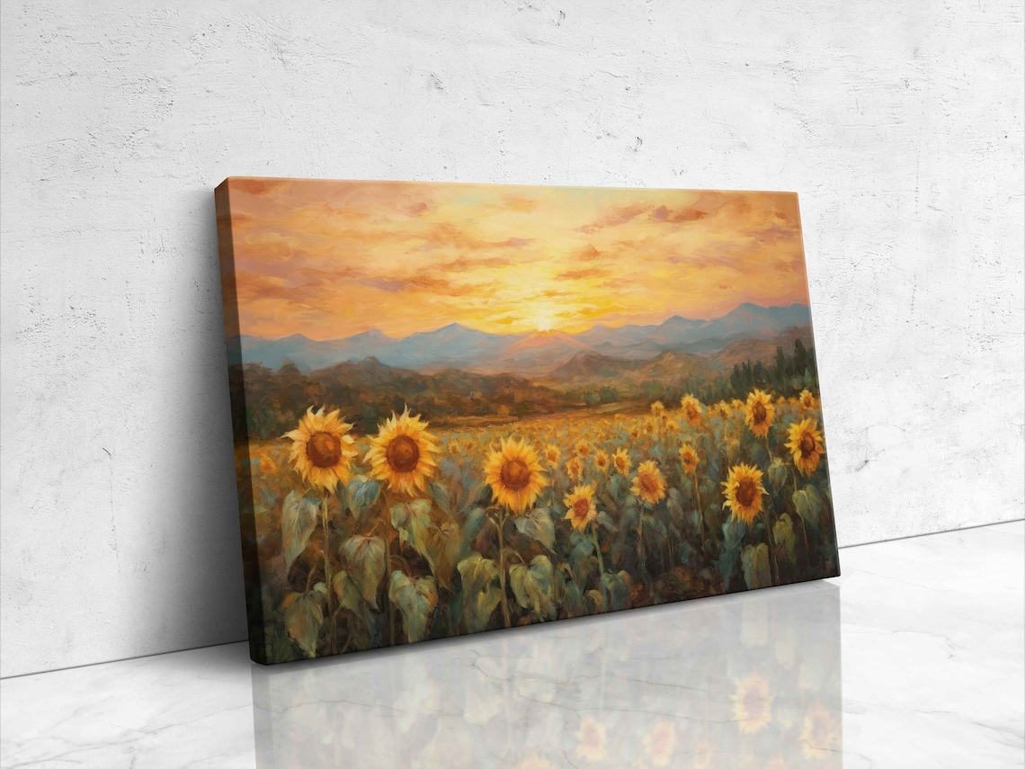 Sunflower Field at Sunset, Impressionist Art Print - Image 4