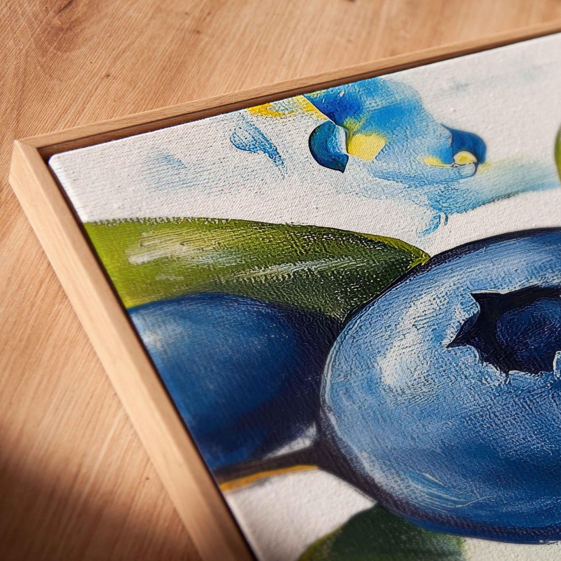 Deep Blue Blueberries And White Blossoms Botanical Art Print - Image 2