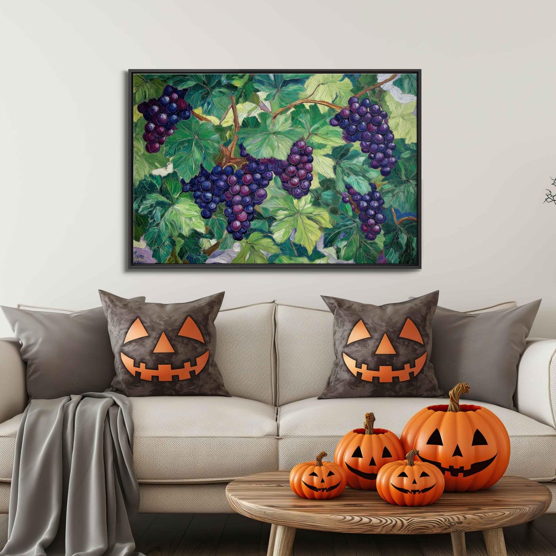 Purple Grapes Grapevines Lush Leaves Vintage Botanical Kitchen Poster - Image 3