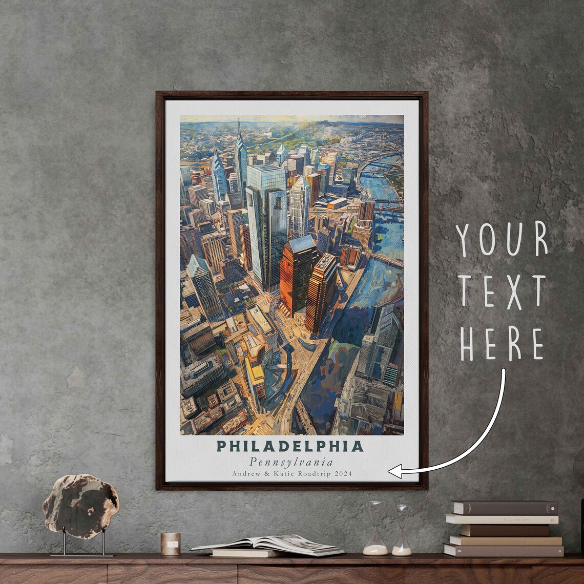 Philadelphia Pennsylvania Center City Aerial Skyline River Day Poster - Image 3